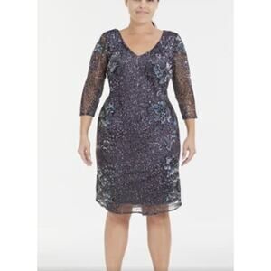 Pisarro Nights Beaded V-Neck Cocktail Dress Size 4